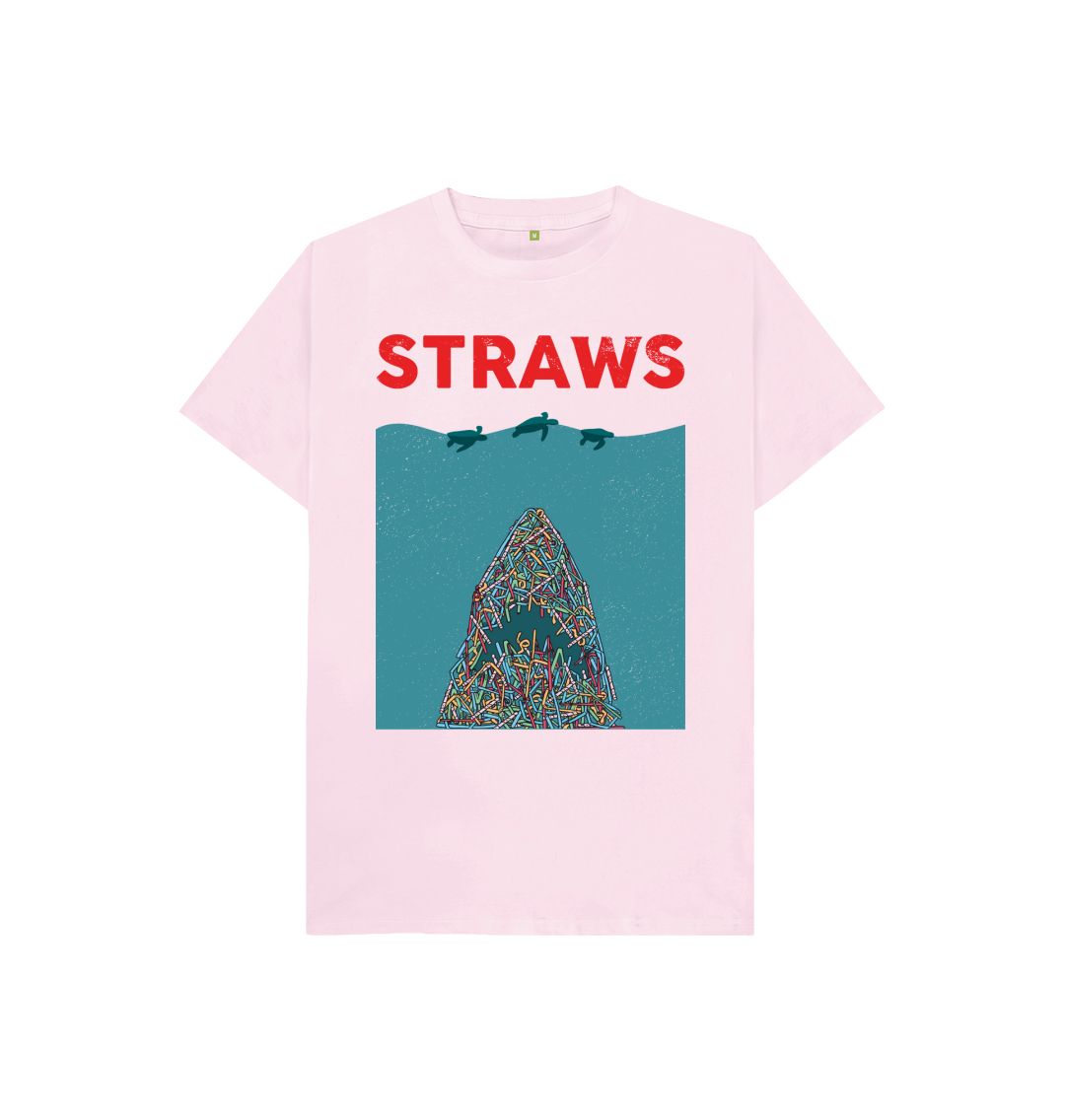 Pink Sustainable T-Shirt - Save Our Seas from Straws