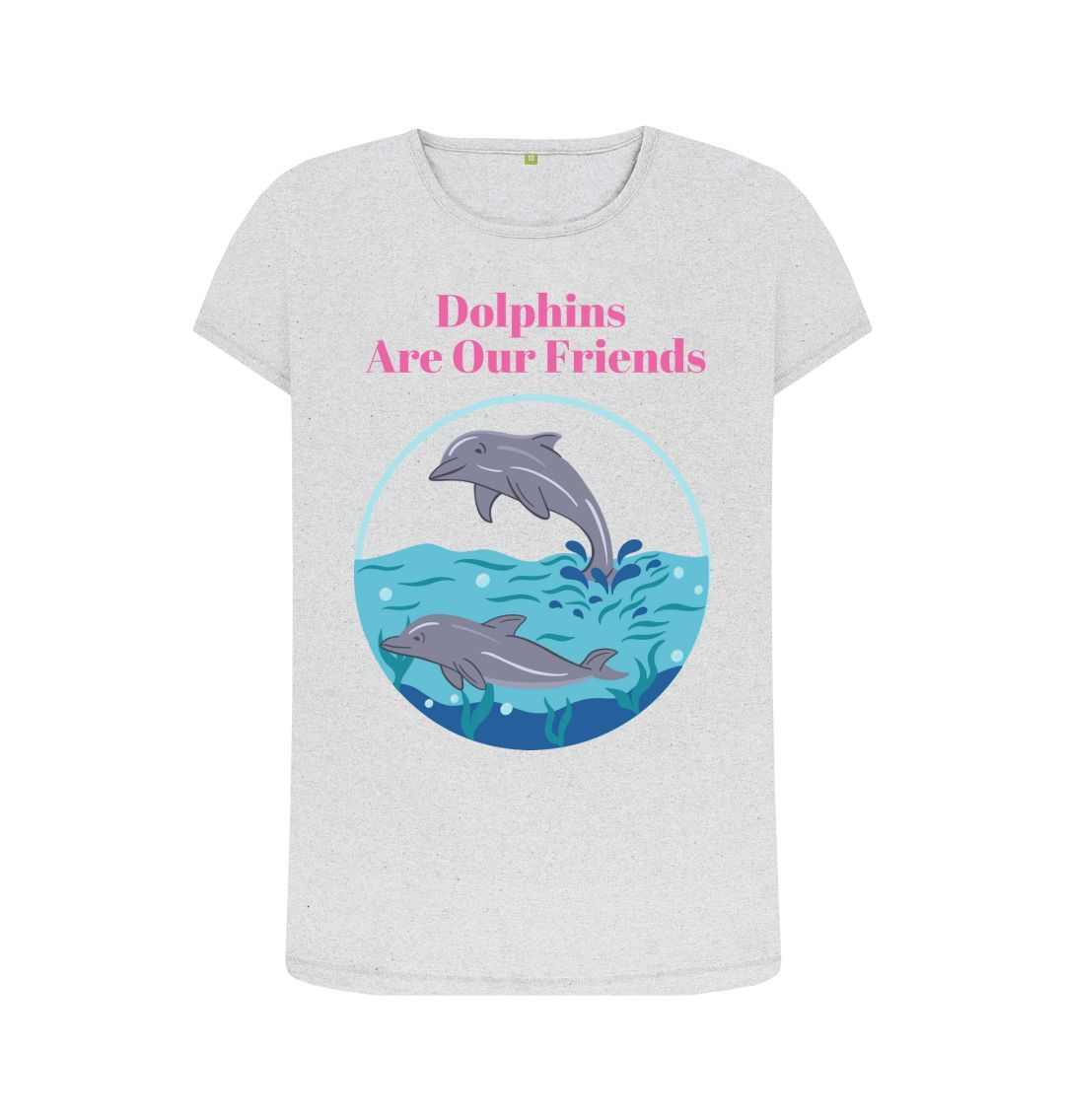 Grey Women's Sustainable T-Shirt - Dolphins Are Our Friends: Protecting Ocean Harmony