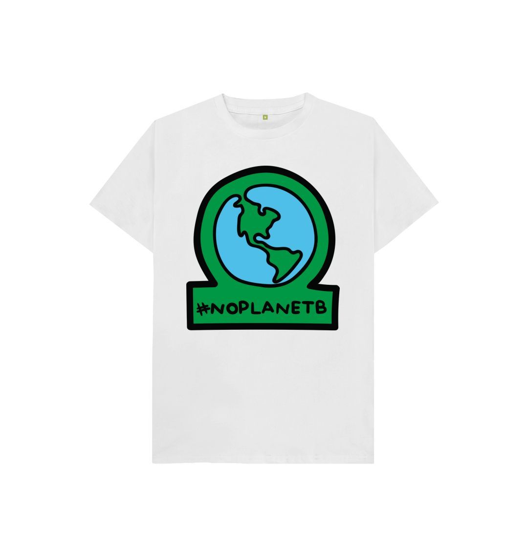 White Kids' Sustainable T-Shirt - Earth's Advocate: #noplanetB