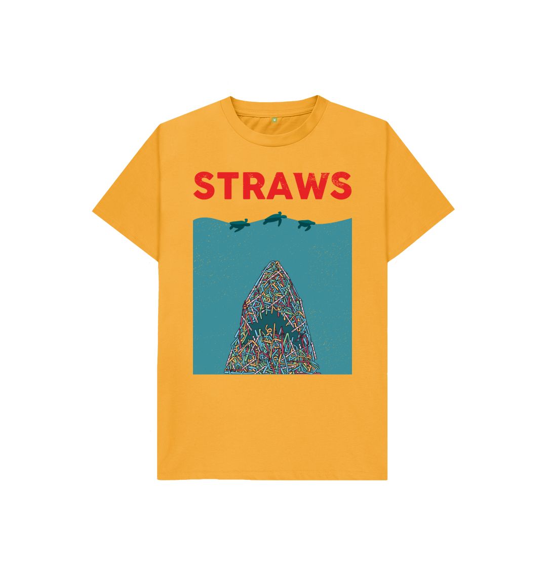 Mustard Sustainable T-Shirt - Save Our Seas from Straws